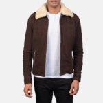 Rustic Shearling Suede Aviator Jacket