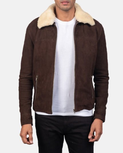 Rustic Shearling Suede Aviator Jacket