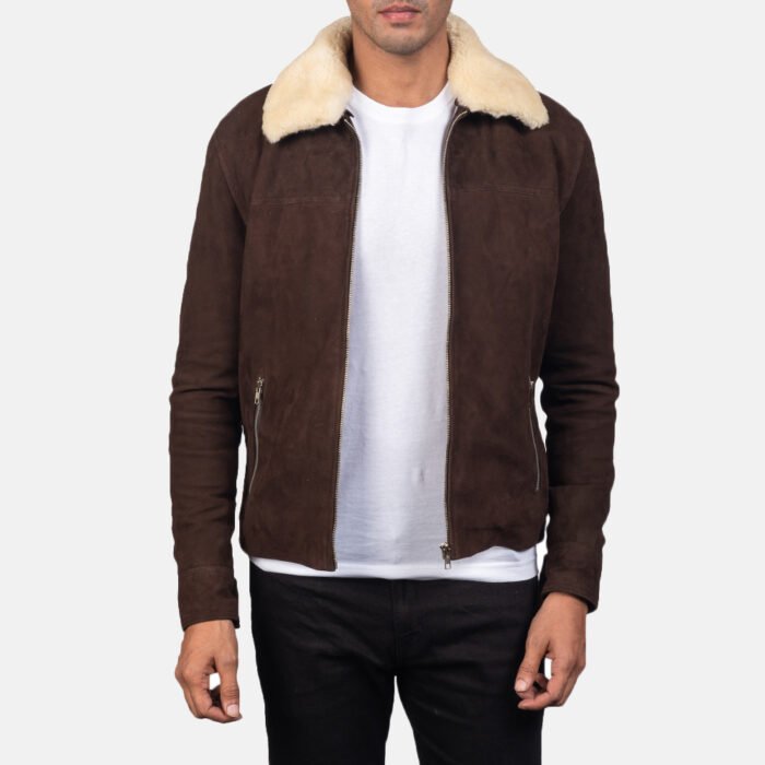 Rustic Shearling Suede Aviator Jacket
