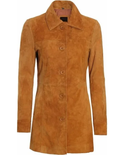 Women Streamlined Leather Overcoat