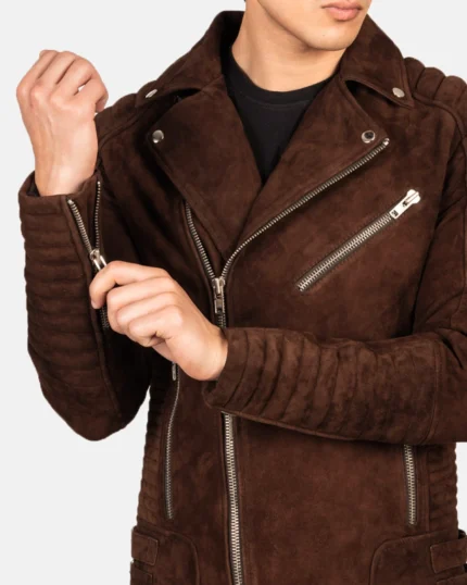 Men Suede Biker Jacket