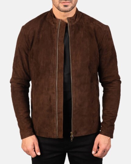 Men Suede Bomber Jacket