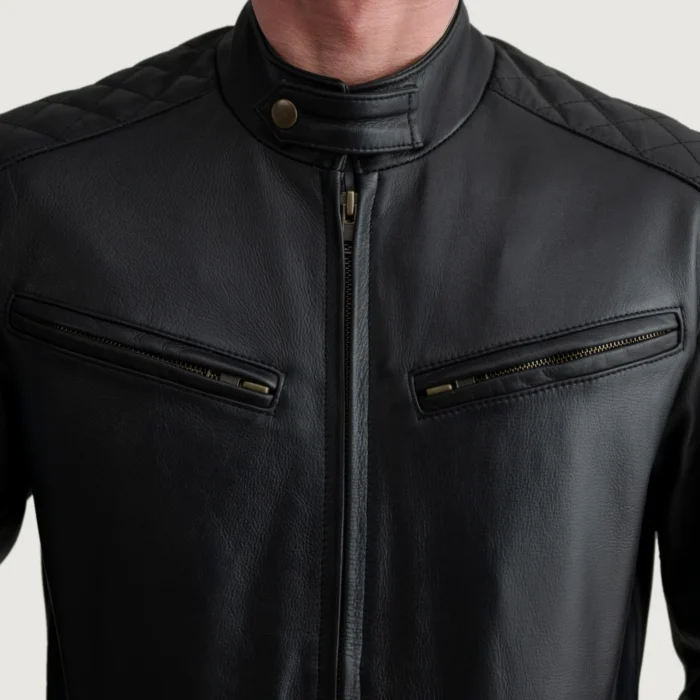 Sleek Black Luxe Aviator Bomber Jacket