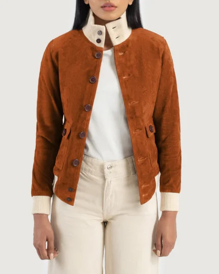 Women Suede Luxe Bomber Jacket