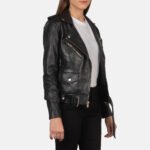 Women Belted Biker Leather Jacket