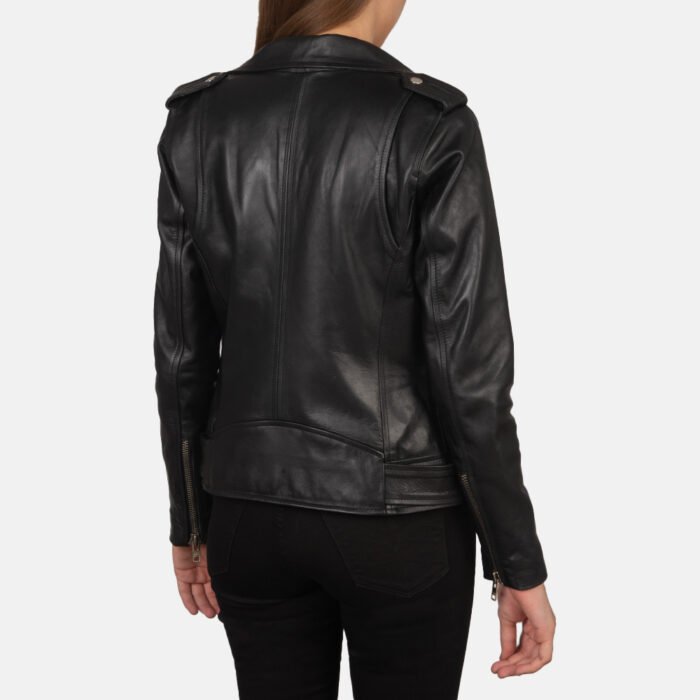 Women Belted Biker Leather Jacket