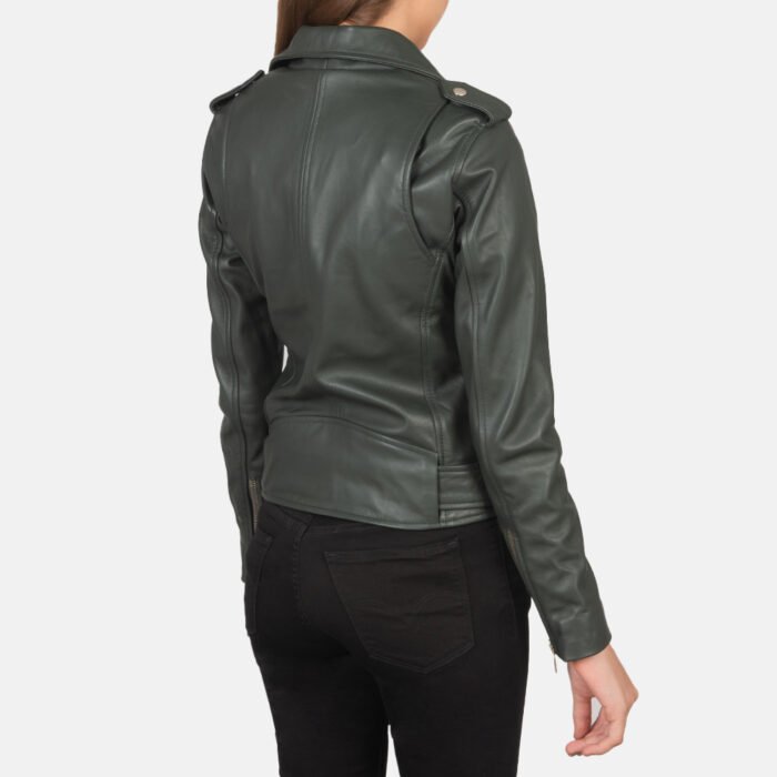 Women Belted Biker Leather Jacket