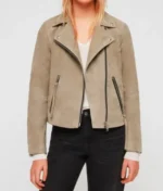 Bad Sisters Eva Birthistle Suede Leather Biker Jacket