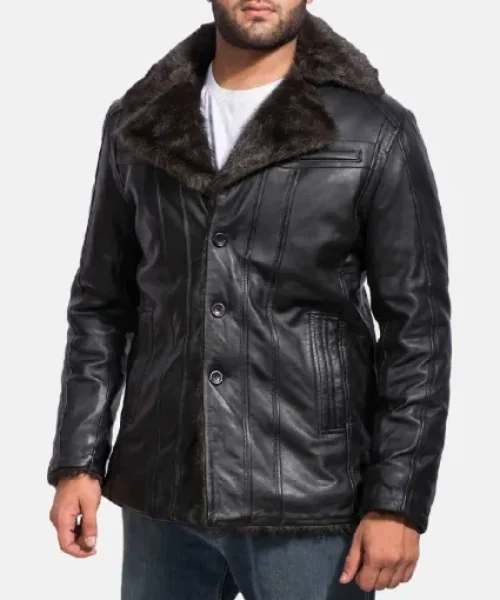 Onyx Black Fur Leather Coat