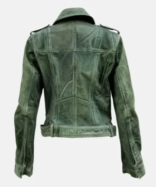 Women’s Olive Green Motorbike Leather Jacket