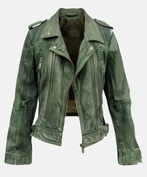 Women’s Olive Green Motorbike Leather Jacket